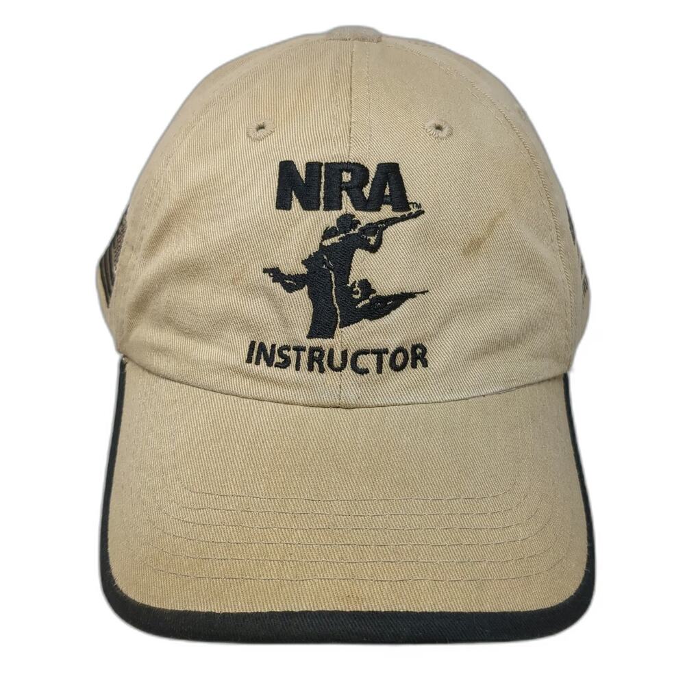 NRA Instructor Baseball Cap Beige One Size Strapback Shooting Training Flag Hat